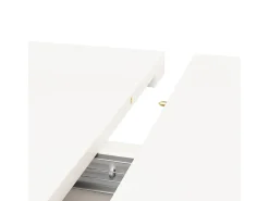 Mesa extensible (140x80 cm), con estantes de almacenaje, mesa de comedor moderna, extensible, para cocina y salón, color blanco (119-158,5x80x75 cm)