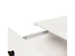 Mesa extensible (140x80 cm), con estantes de almacenaje, mesa de comedor moderna, extensible, para cocina y salón, color blanco (119-158,5x80x75 cm)