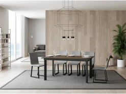 Mesa extensible 90x160/220 cm Cumar Nogal estructura Antracita