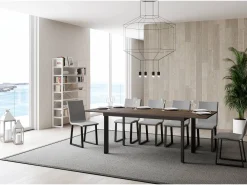Mesa extensible 90x160/220 cm Cumar Nogal estructura Antracita