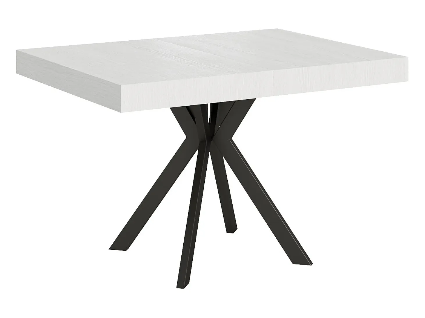 Mesa extensible 120/204x80 cm Dolcezza efecto madera fresno blanco patas antracita
