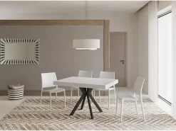 Mesa extensible 120/204x80 cm Dolcezza efecto madera fresno blanco patas antracita