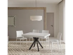 Mesa extensible 120/204x80 cm Dolcezza efecto madera fresno blanco patas antracita