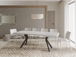 Mesa extensible 120/204x80 cm Dolcezza efecto madera fresno blanco patas antracita