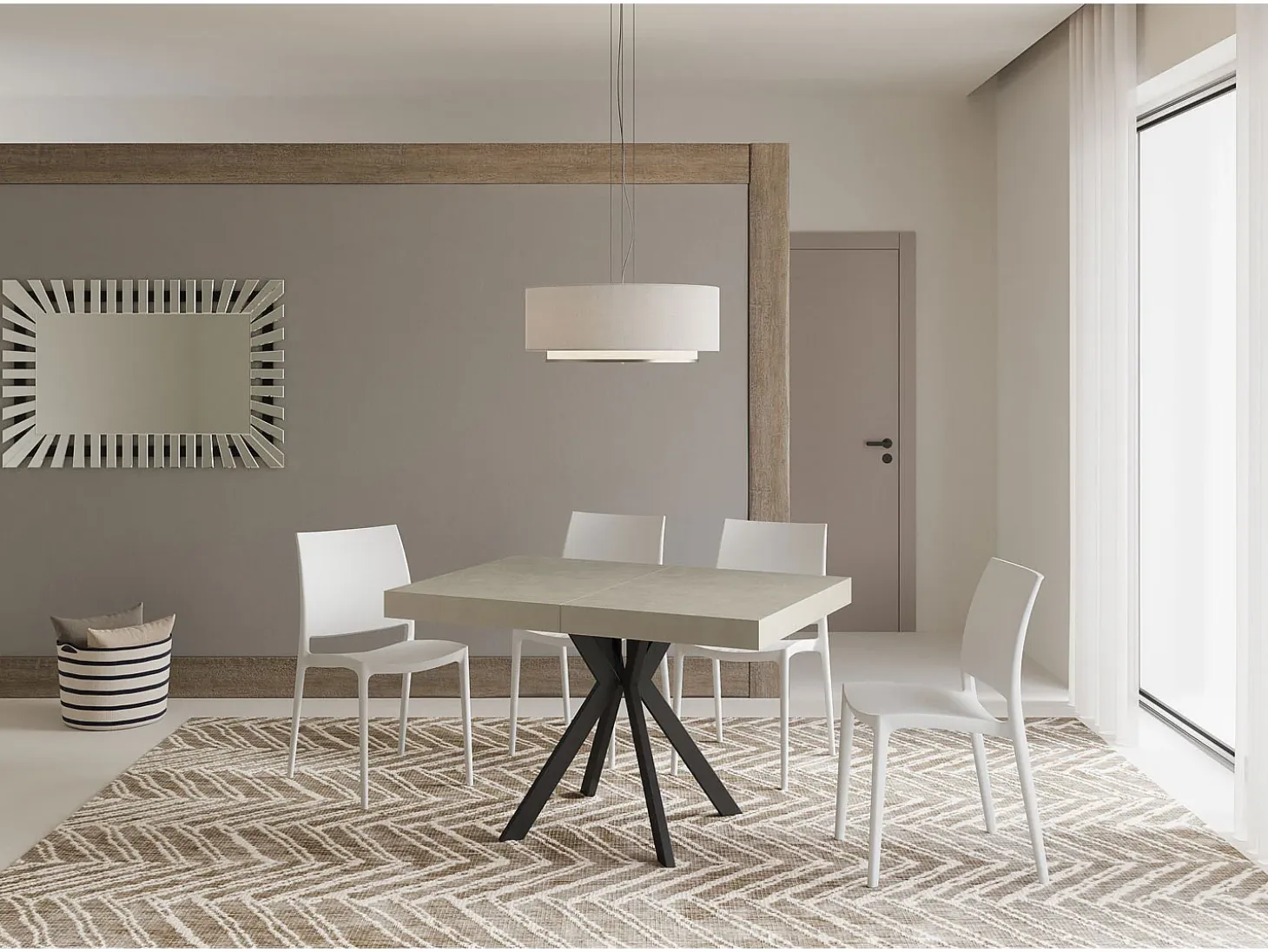 Mesa extensible 120/204x80 cm Dolcezza cachemira patas antracita