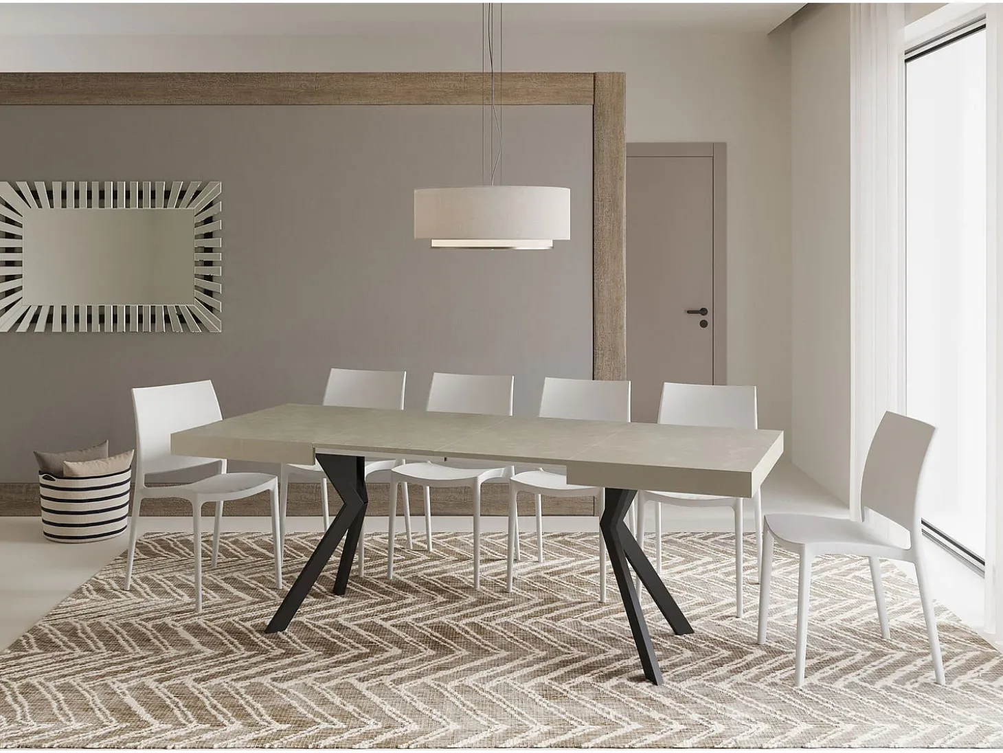 Mesa extensible 120/204x80 cm Dolcezza cachemira patas antracita