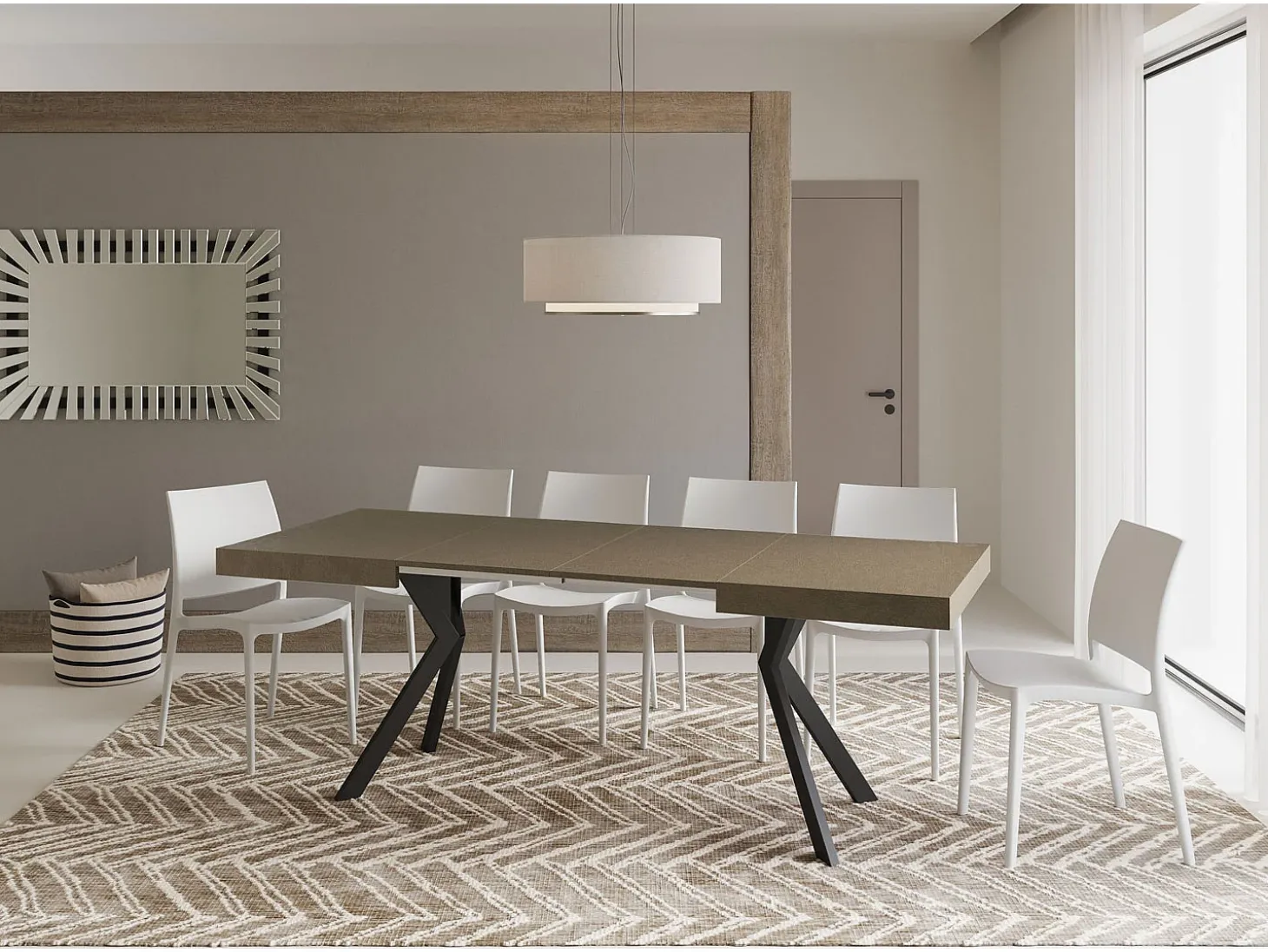 Mesa extensible 120/224x90 cm Dolcezza gris paloma patas antracita