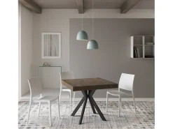 Mesa extensible 90/194x90 cm Dolcezza efecto madera nogal patas antracita
