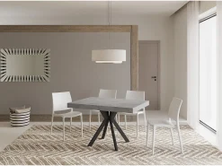 Mesa extensible 120/224x90 cm Dolcezza efecto cemento patas antracita