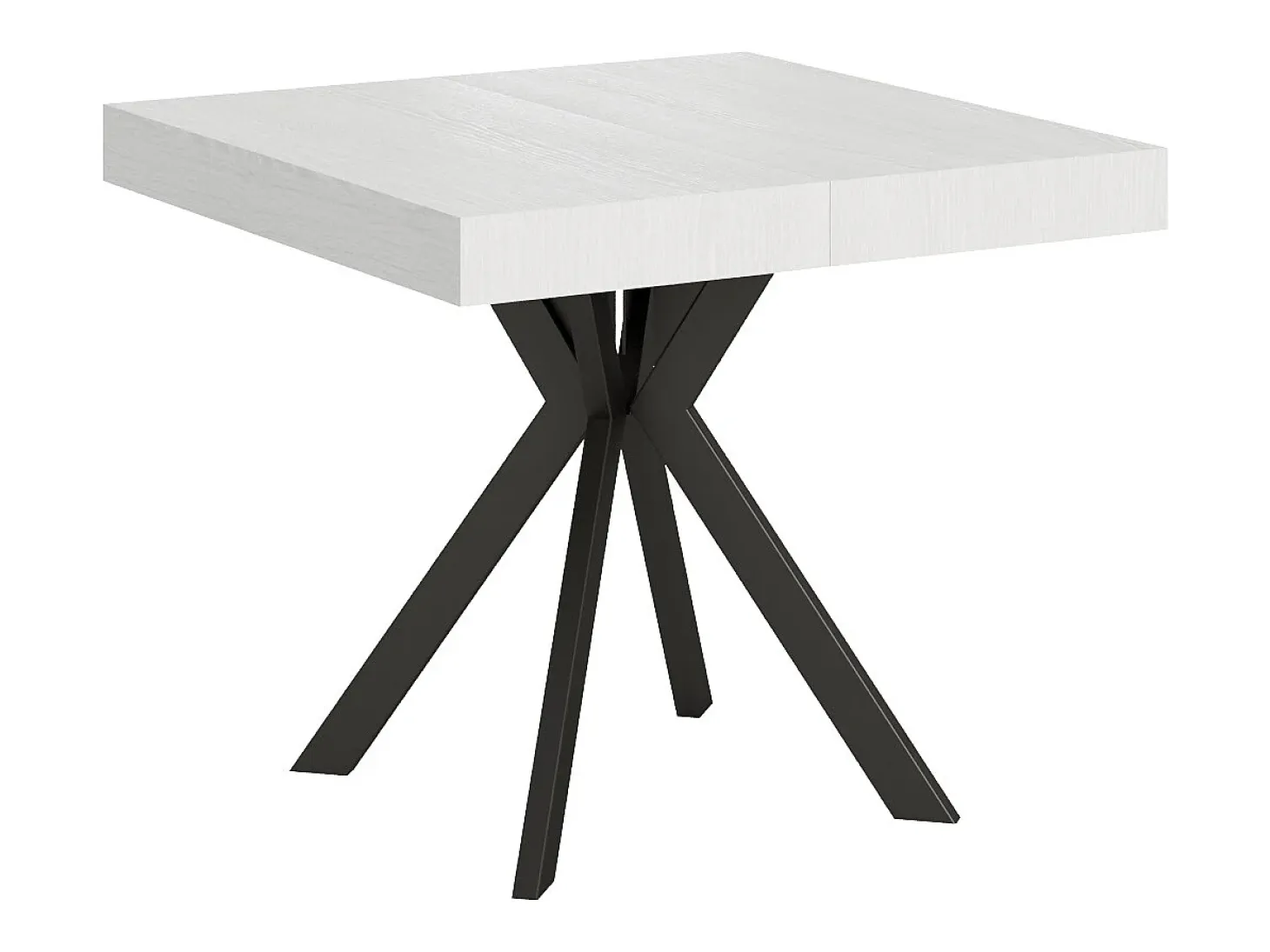 Mesa extensible 90/194x90 cm Dolcezza efecto madera fresno blanco patas antracita