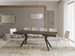 Mesa extensible 120/224x90 cm Dolcezza efecto madera nogal patas antracita