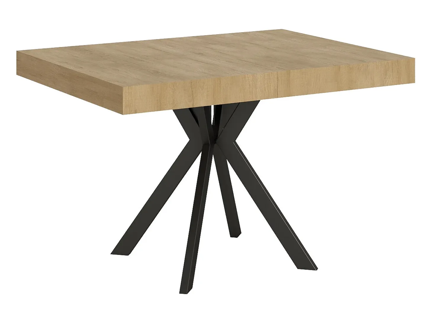 Mesa extensible 120/204x80 cm Dolcezza efecto madera roble natural patas antracita