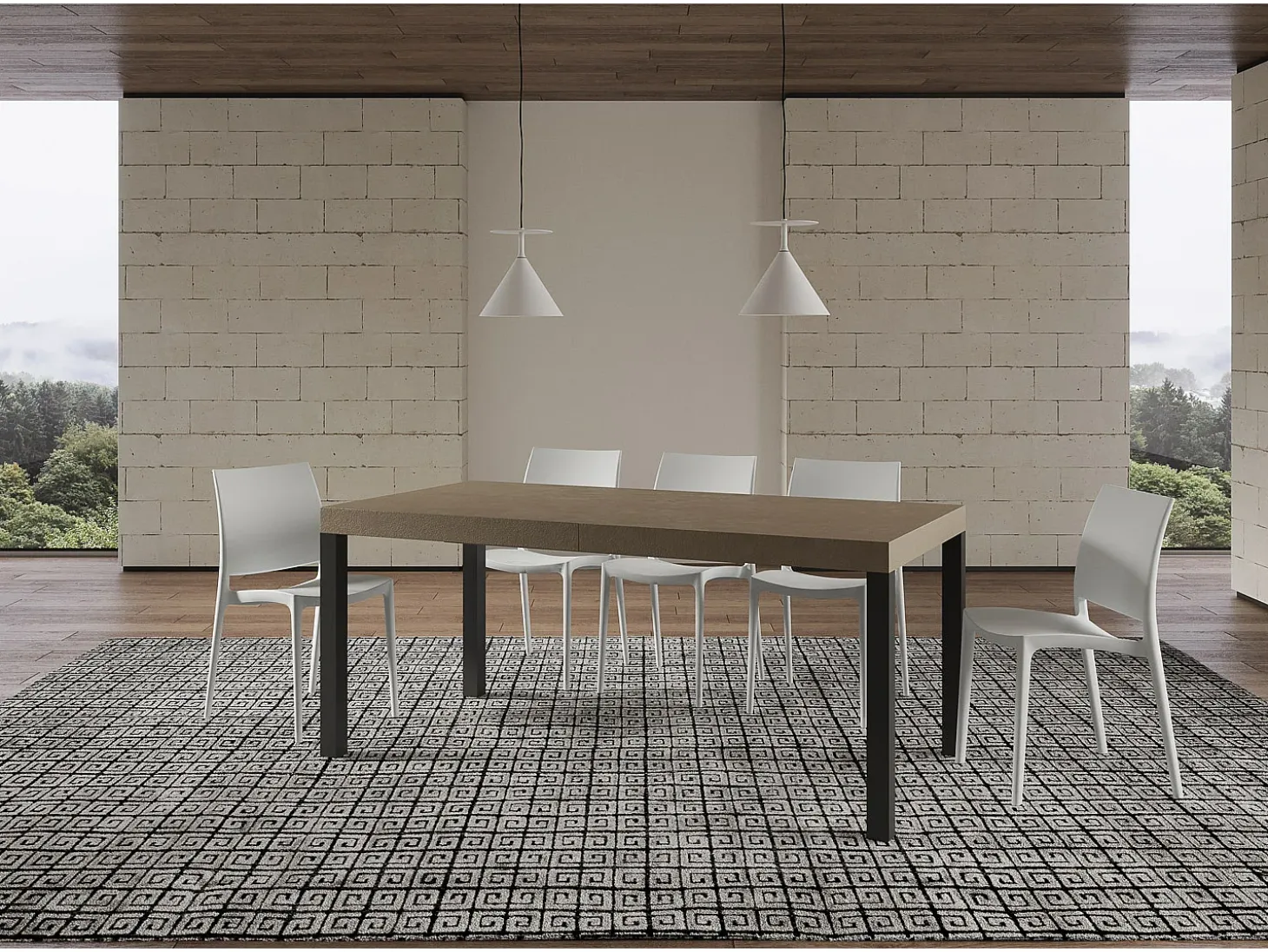 Mesa extensible 90x200/460 cm Everyday gris paloma patas antracita