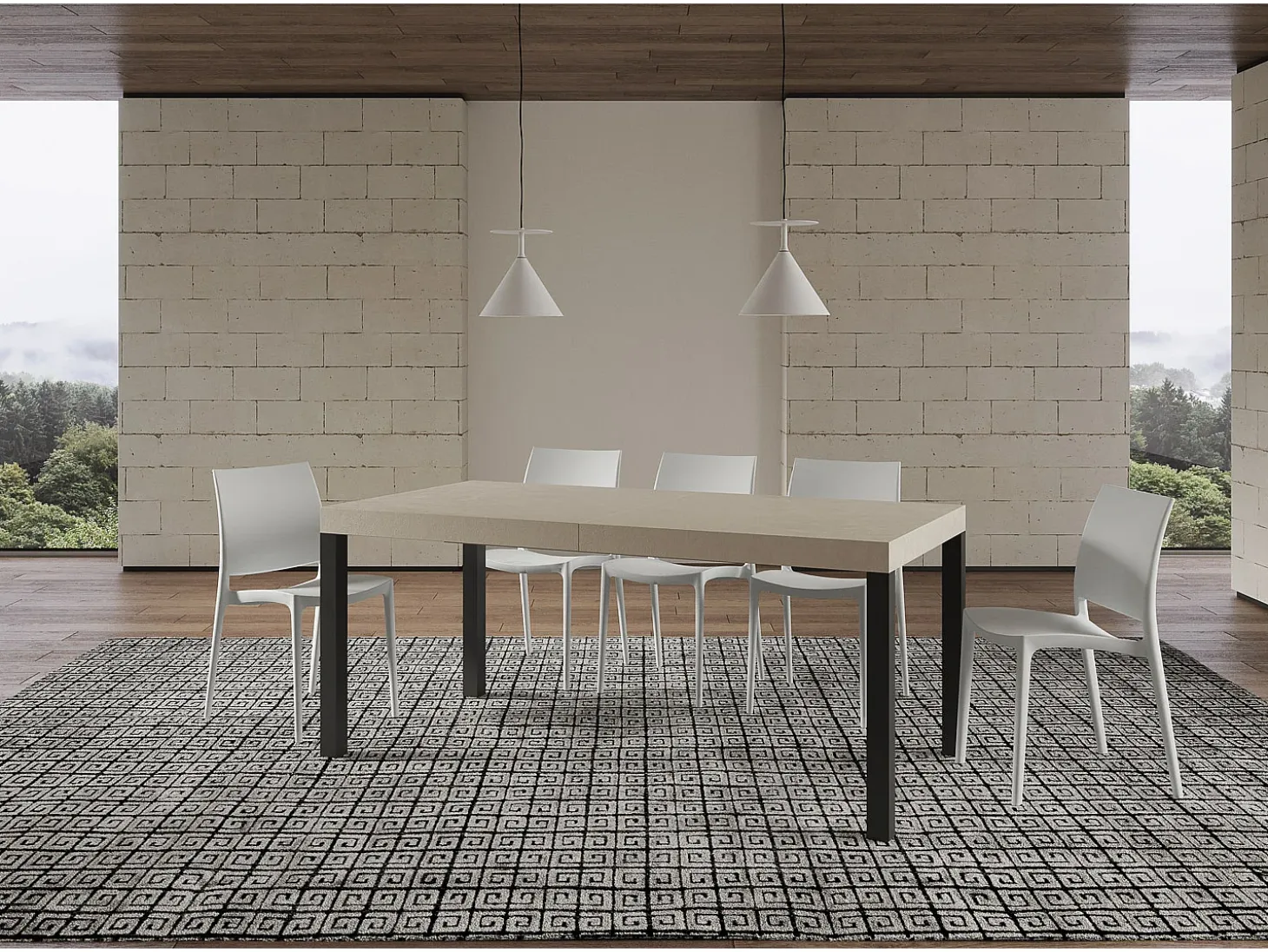 Mesa extensible 200/304x90 cm Everyday cachemira patas antracita