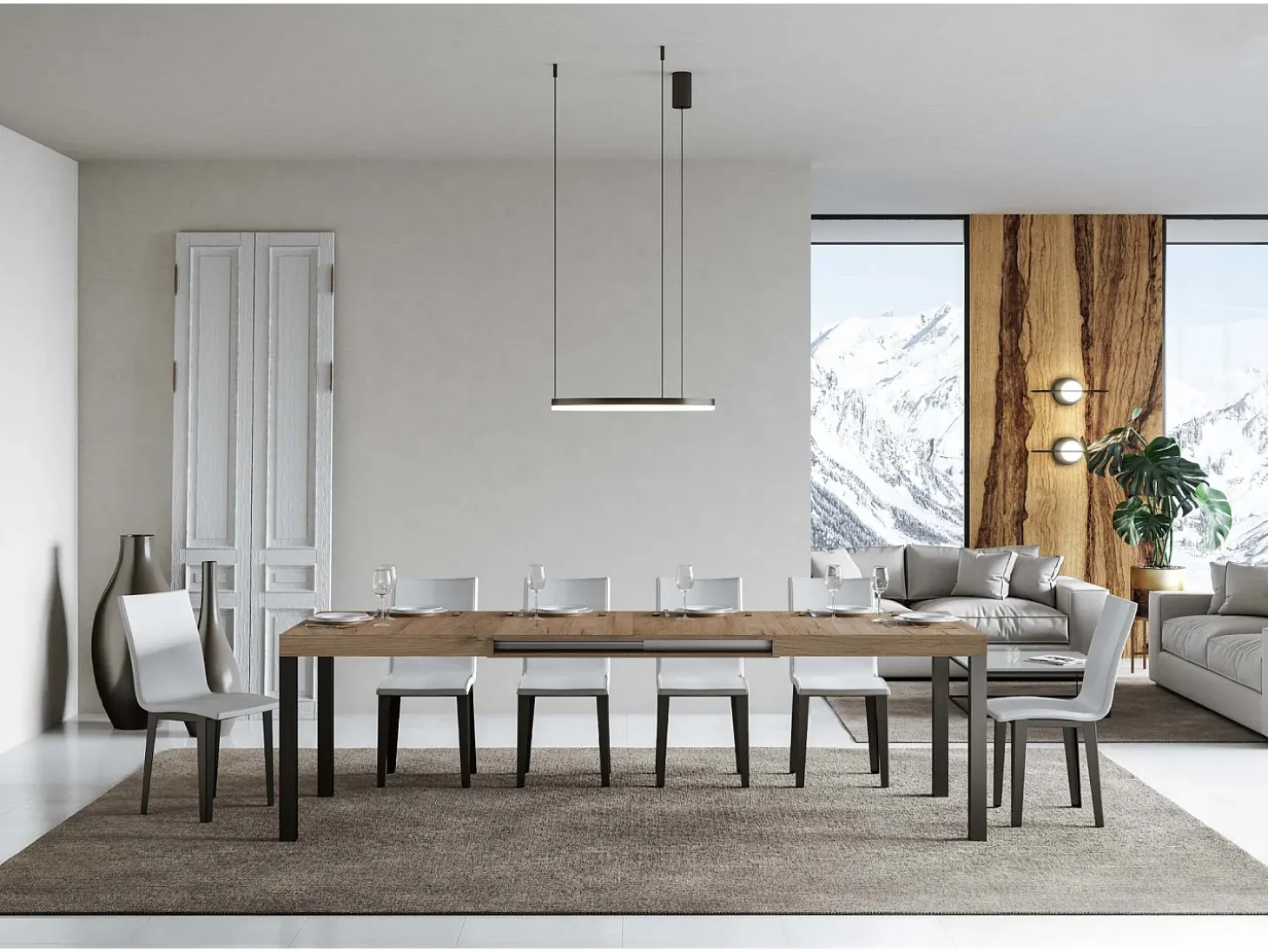 Mesa extensible 200/460x90 cm Everyday roble natural patas antracita