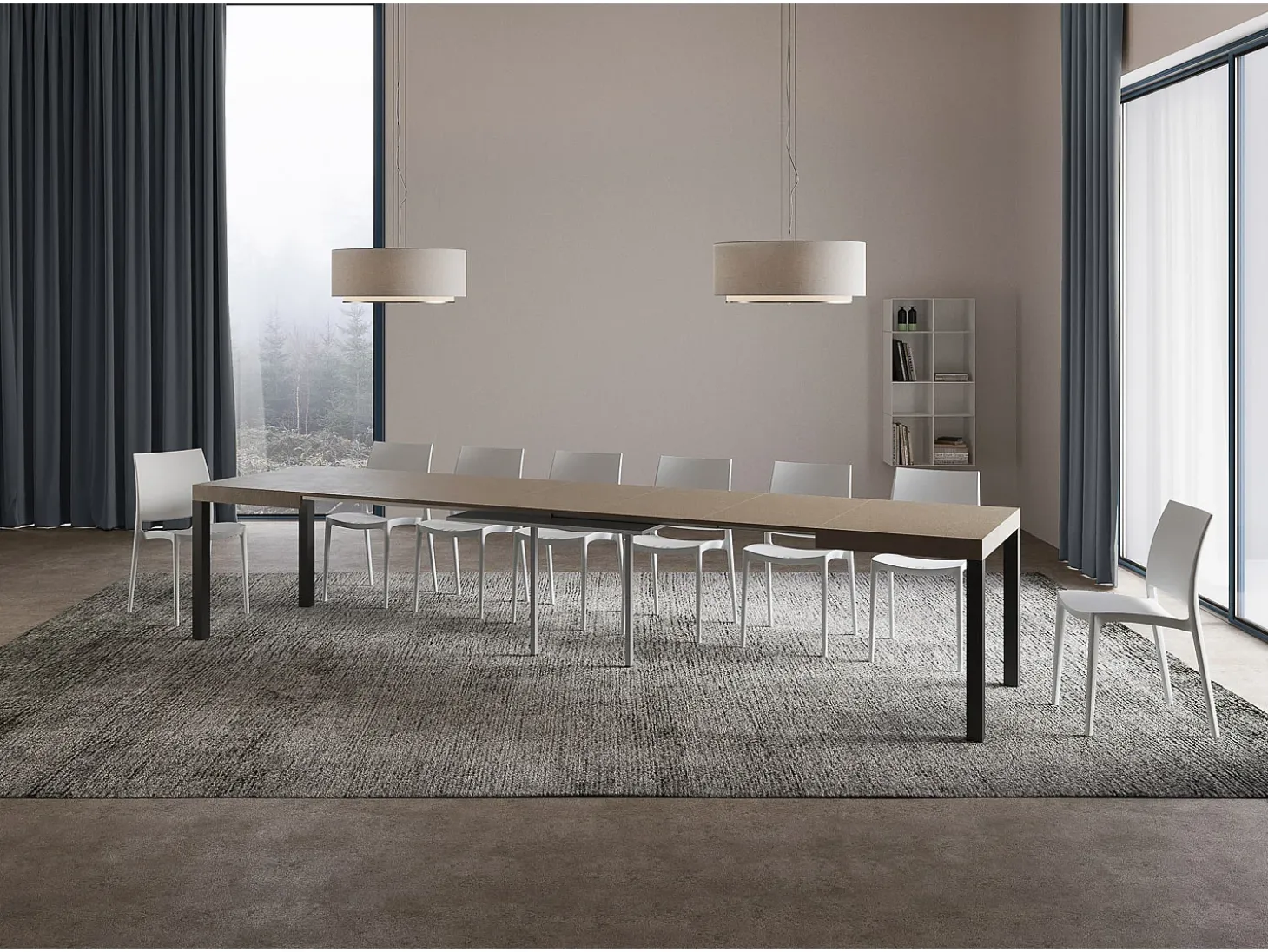 Mesa extensible 140/400x90 cm Everyday gris paloma patas antracita