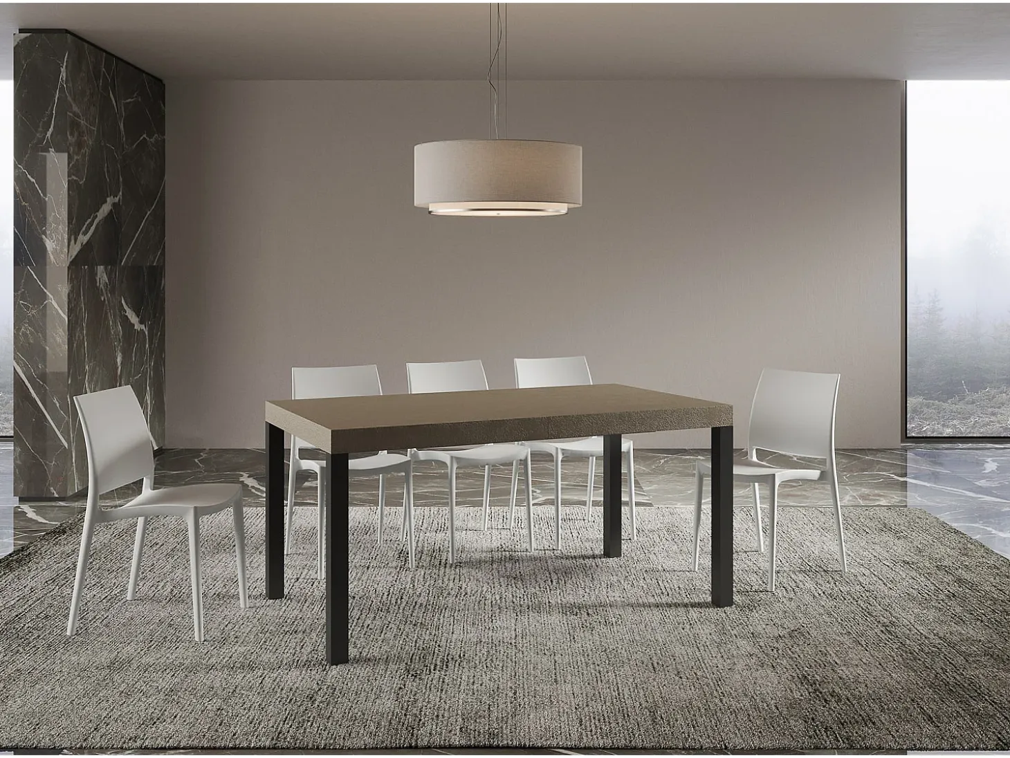 Mesa extensible 80x160/244 cm Everyday Gris Paloma estructura Antracita