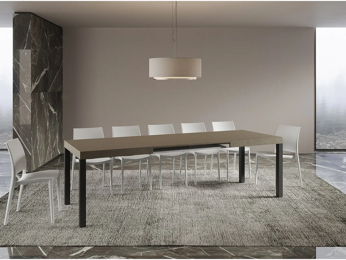 Mesa extensible 80x160/244 cm Everyday Gris Paloma estructura Antracita