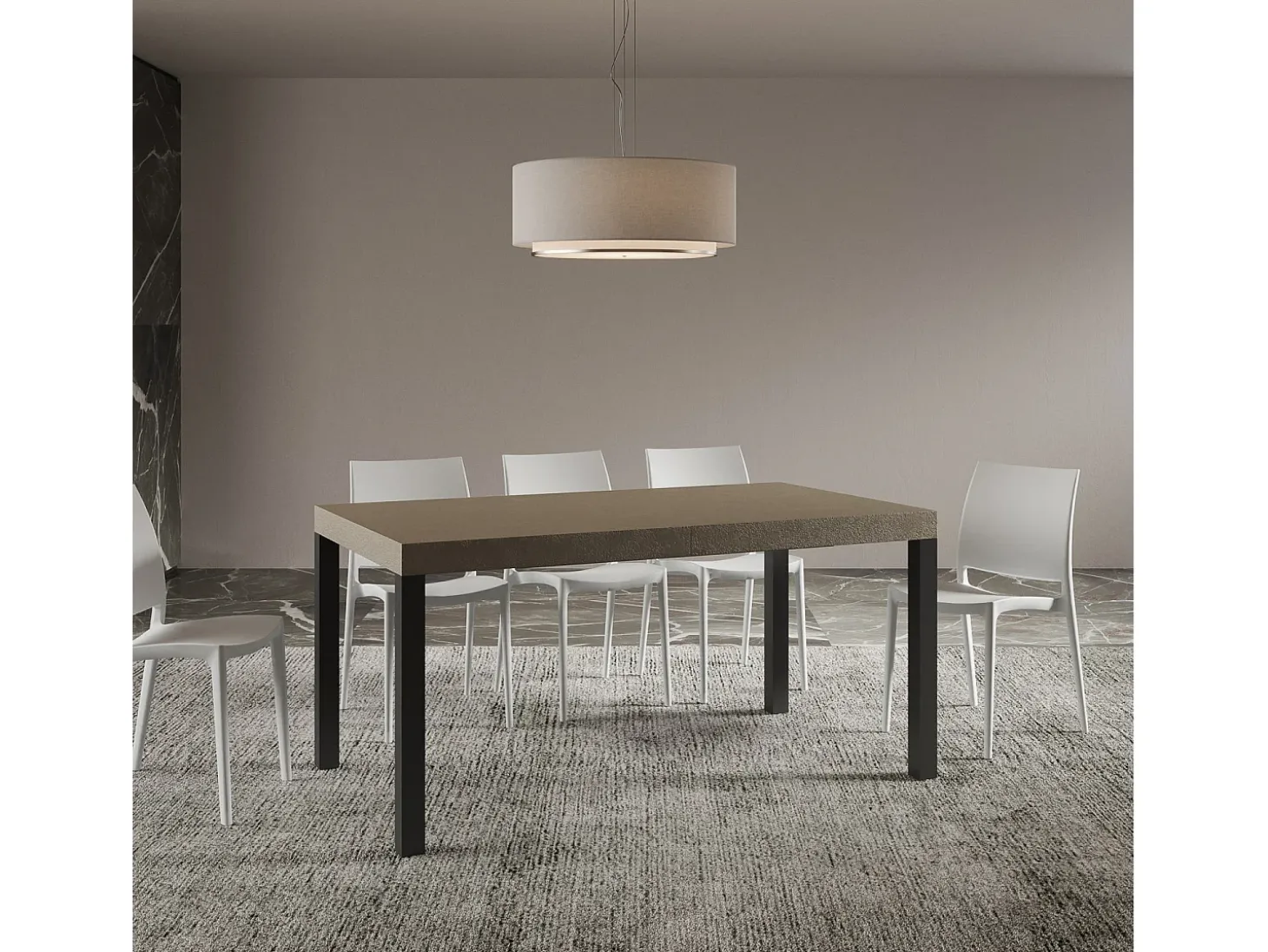 Mesa extensible 80x160/244 cm Everyday Gris Paloma estructura Antracita