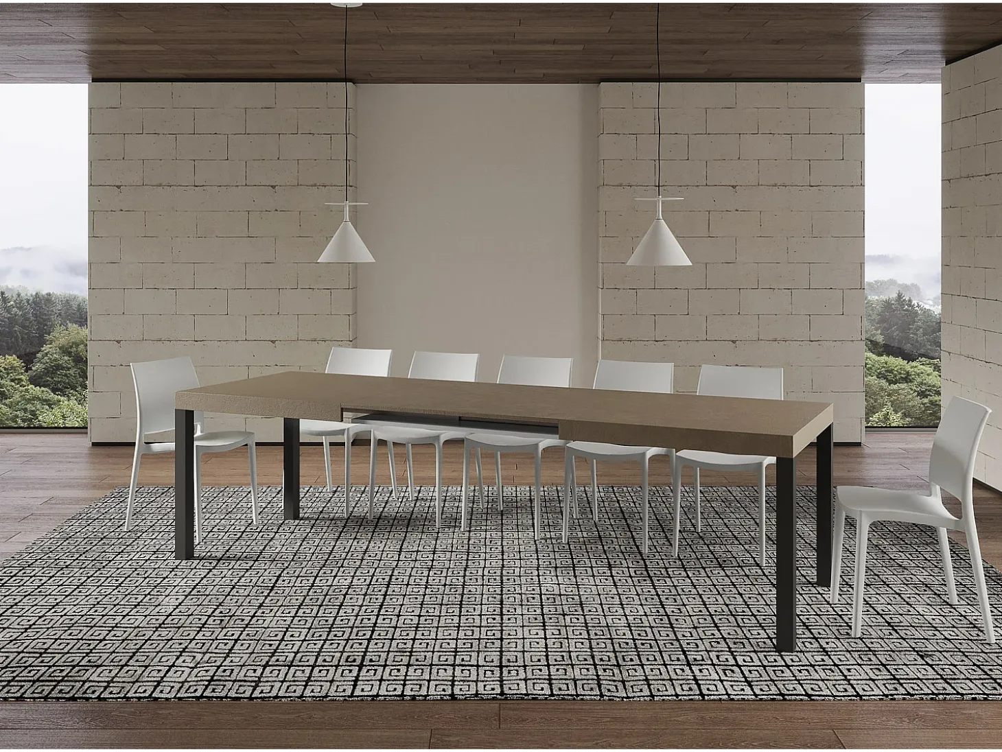 Mesa extensible 180/440x90 cm Everyday gris paloma patas antracita