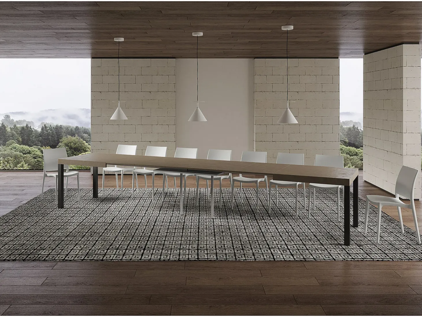Mesa extensible 180/440x90 cm Everyday gris paloma patas antracita