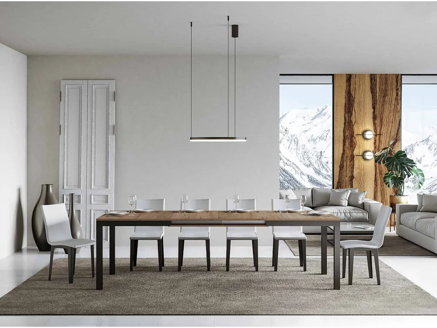 Mesa extensible 120/224x90 cm Everyday Evolution roble natural estructura et patas antracita
