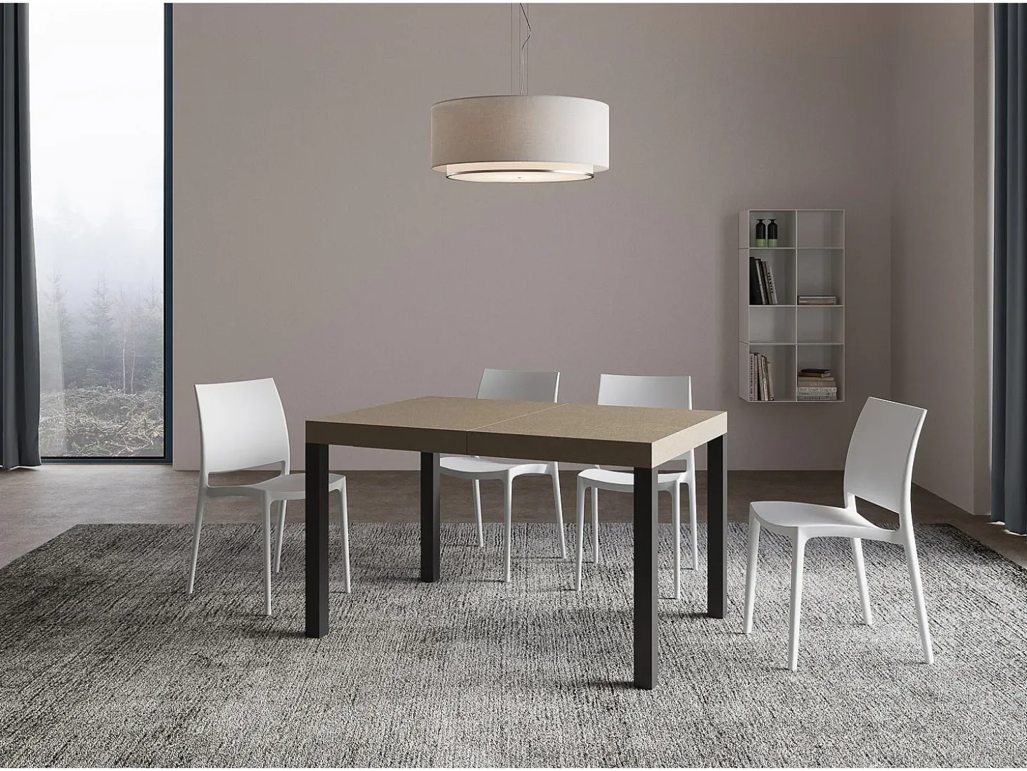 Mesa extensible 90x140/244 cm Everyday gris paloma patas antracita