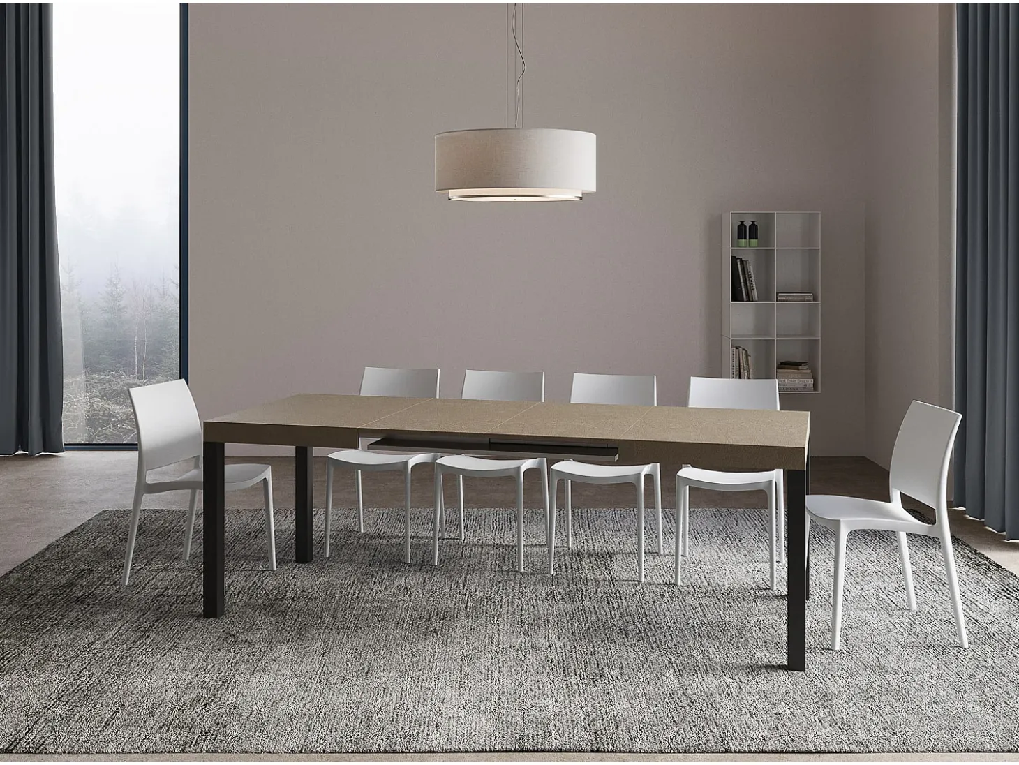 Mesa extensible 90x140/244 cm Everyday gris paloma patas antracita
