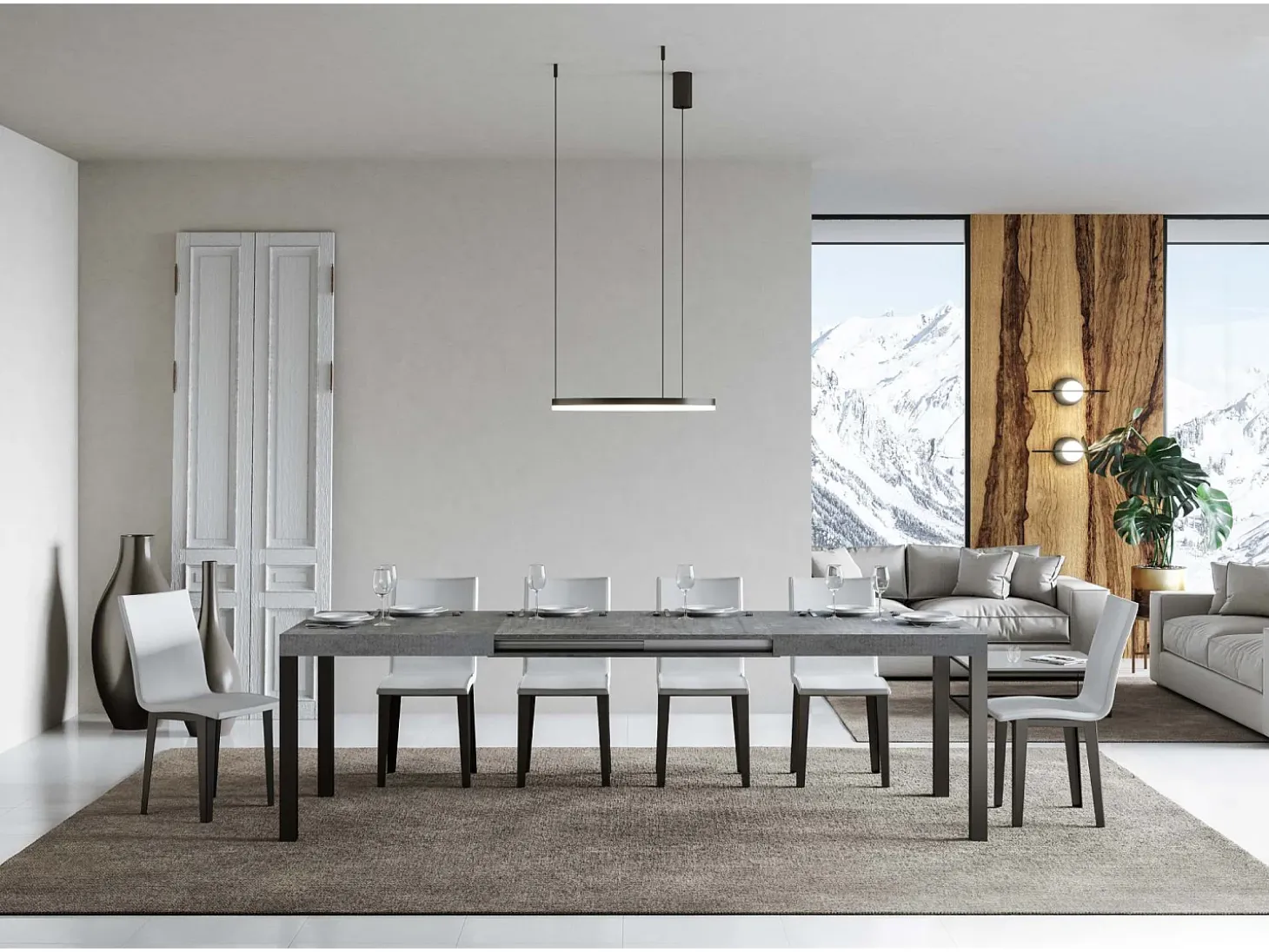 Mesa extensible 180/440x90 cm Everyday cemento patas antracita