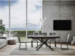 Mesa extensible 90x180/440 cm Famas Evolution Cemento estructura Antracita