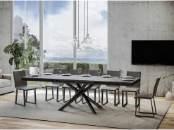 Mesa extensible 90x180/440 cm Famas Evolution Cemento estructura Antracita