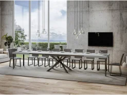 Mesa extensible 90x180/440 cm Famas Fresno Blanco estructura Antracita