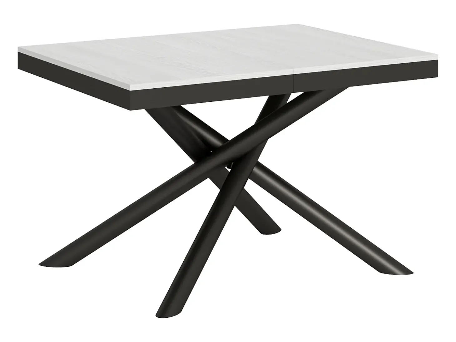 Mesa extensible 90x120/224 cm Famas Evolution Fresno Blanco estructura Antracita