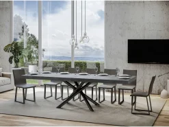 Mesa extensible 90x180/440 cm Famas Premium Cemento estructura Antracita