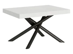 Mesa extensible 90x140/244 cm Famas Fresno Blanco estructura Antracita
