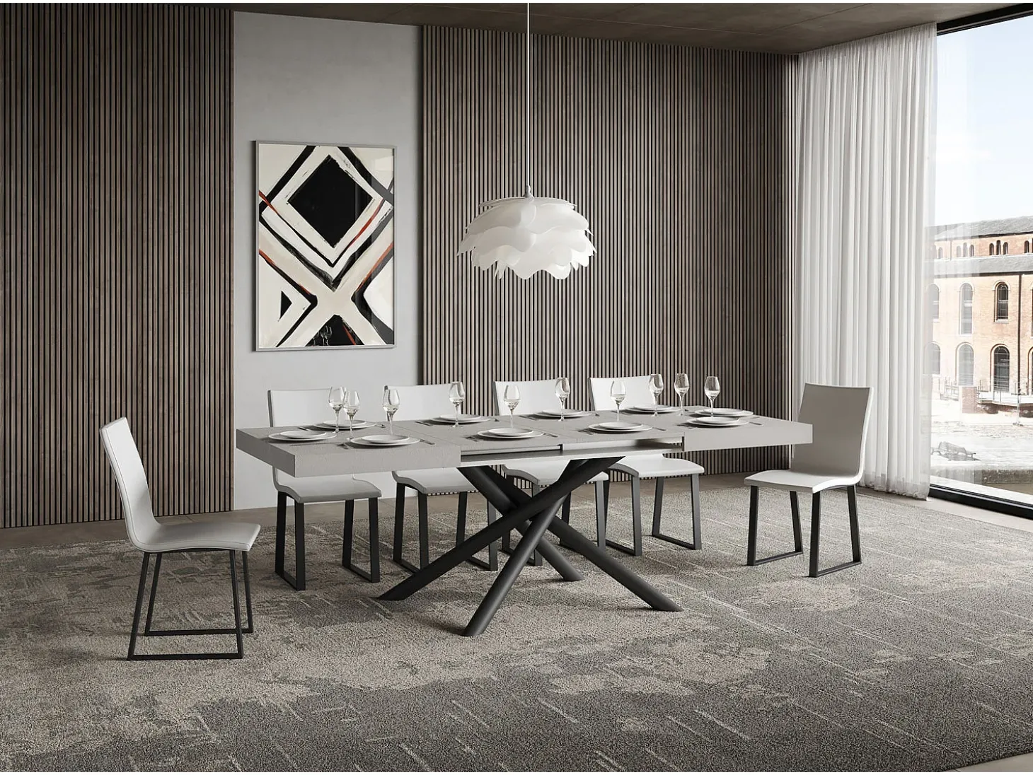 Mesa extensible 90x120/224 cm Famas Cachemira estructura Antracita