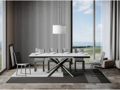 Mesa extensible 90x120/380 cm Famas Evolution Fresno Blanco estructura Antracita