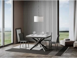 Mesa extensible 90x120/380 cm Famas Evolution Fresno Blanco estructura Antracita
