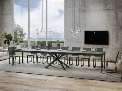 Mesa extensible 90x140/400 cm Famas Premium Cemento estructura Antracita