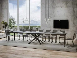 Mesa extensible 90x160/420 cm Famas Evolution Cemento estructura Antracita