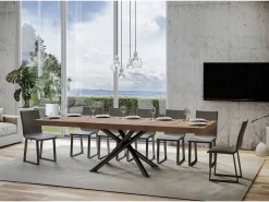 Mesa extensible 90x180/440 cm Famas Premium Roble Natural estructura Antracita