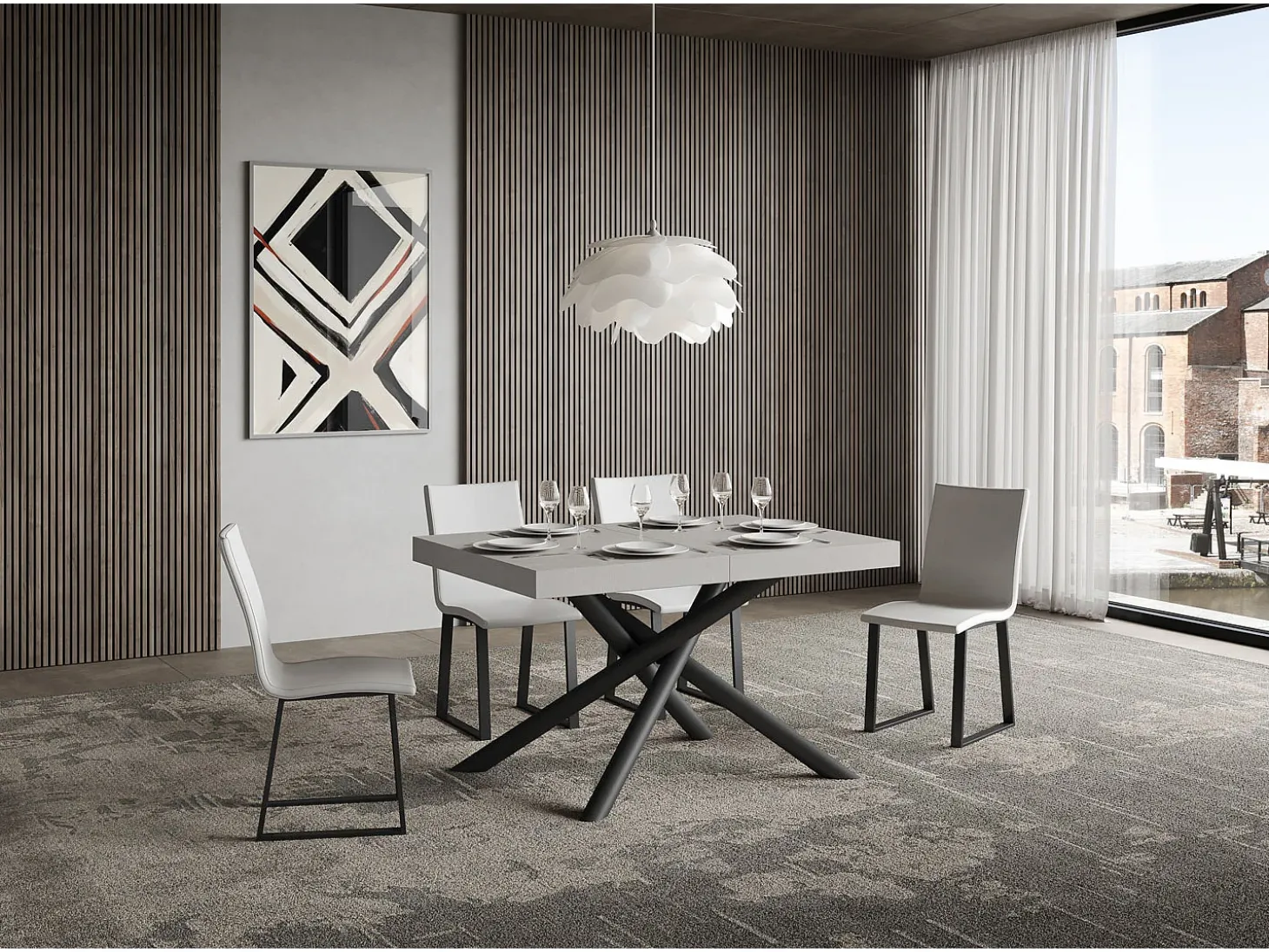 Mesa extensible 90x140/244 cm Famas Cachemira estructura Antracita