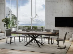 Mesa extensible 90x160/420 cm Famas Premium Nogal estructura Antracita