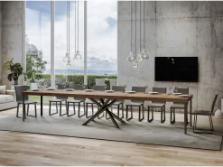 Mesa extensible 90x200/460 cm Famas Premium Roble Natural estructura Antracita