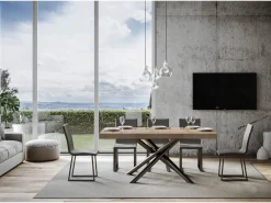 Mesa extensible 90x200/460 cm Famas Premium Roble Natural estructura Antracita