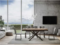 Mesa extensible 90x180/440 cm Famas Evolution Roble Natural estructura Antracita