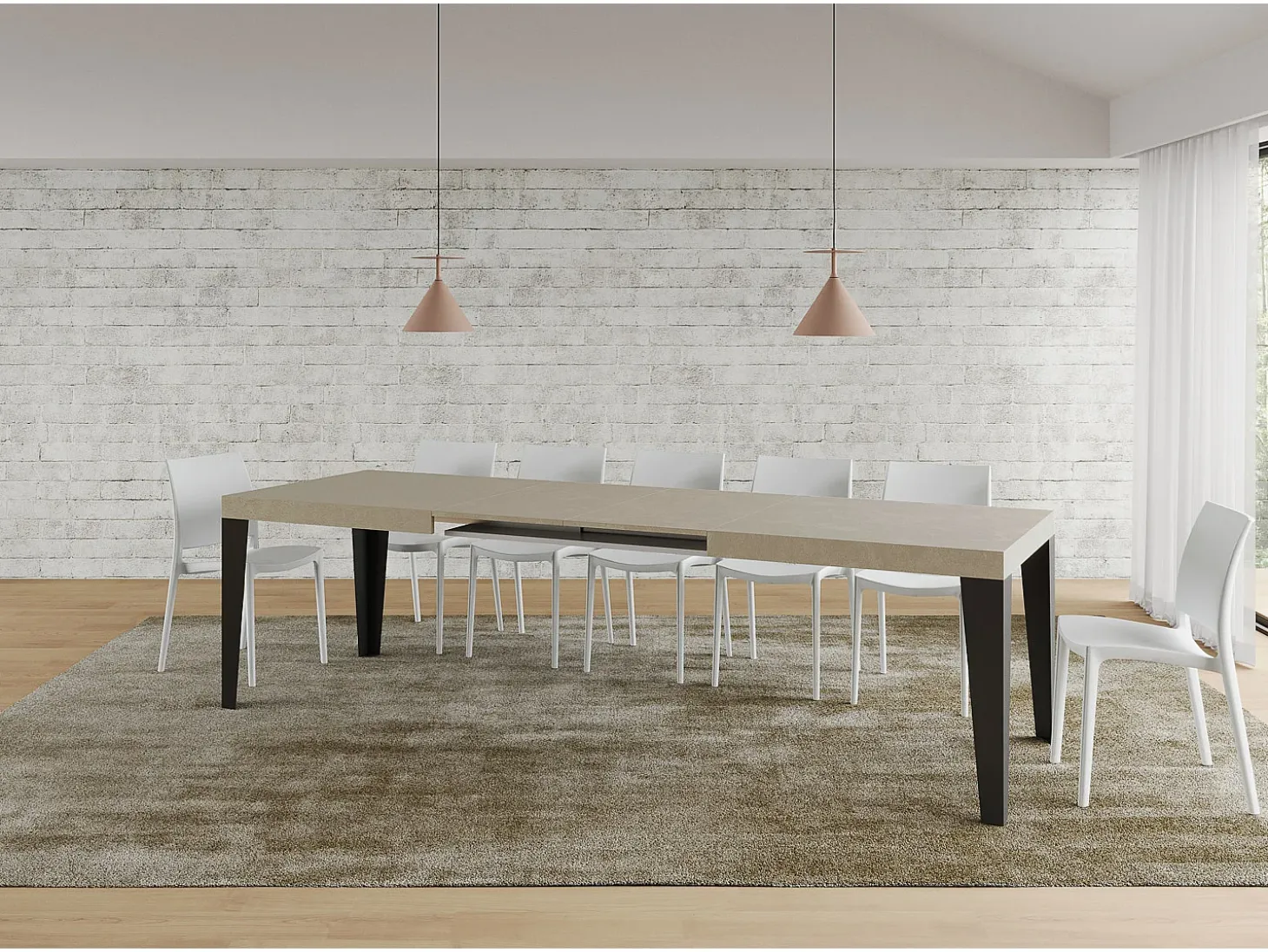 Mesa extensible 200/460x90 cm Flame cachemira patas antracita