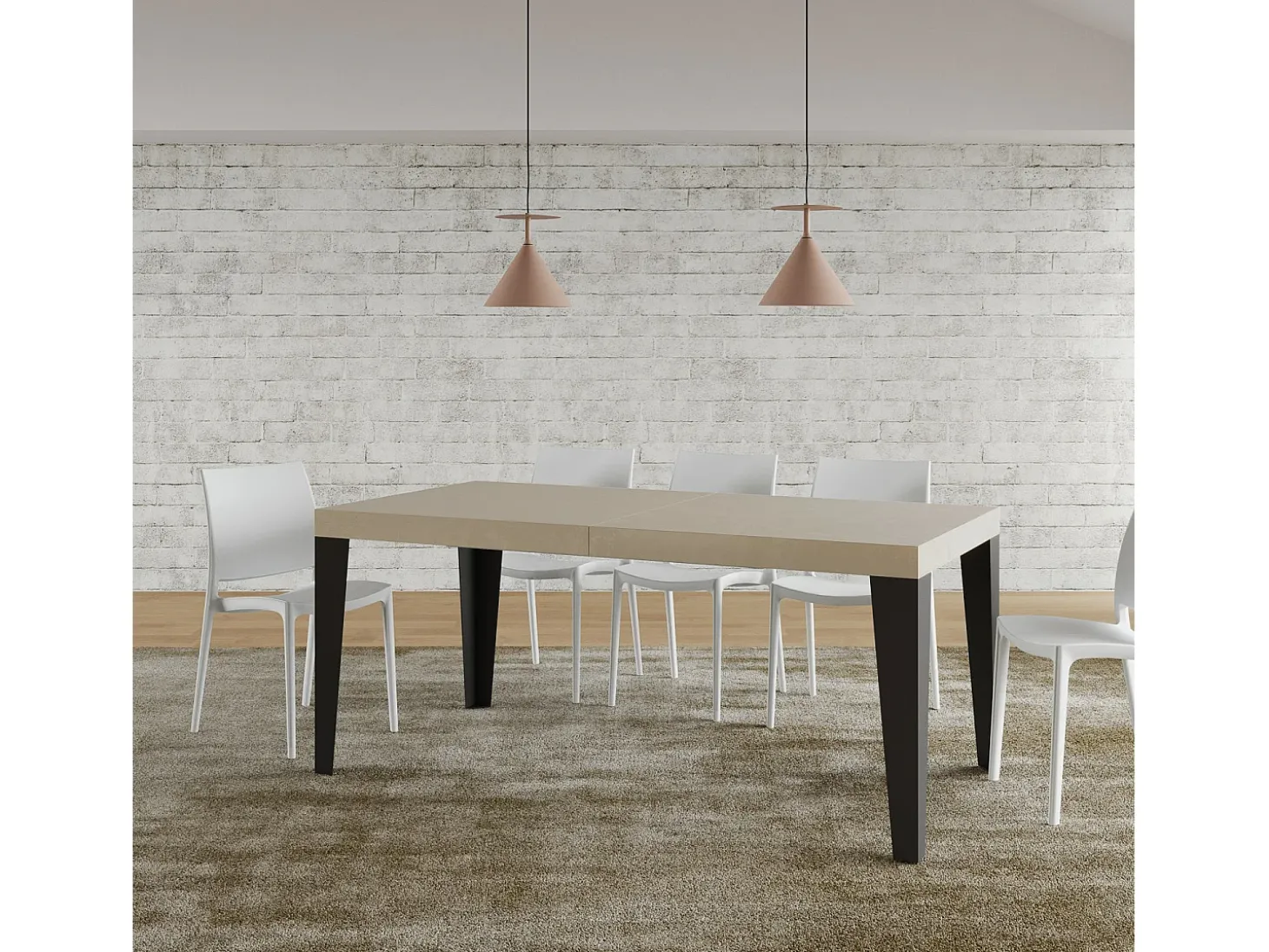 Mesa extensible 200/460x90 cm Flame cachemira patas antracita
