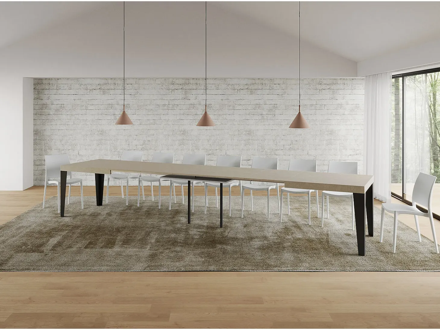 Mesa extensible 200/460x90 cm Flame cachemira patas antracita