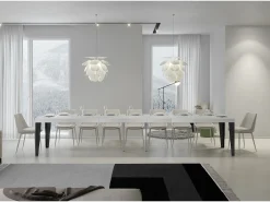 Mesa extensible 90x130/390 cm Flame Premium Fresno Blanco estructura Antracita